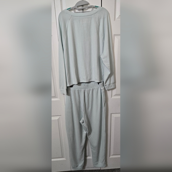 Victoria's Secret Waffle Knit Pajama Set in Light Blue/Green Color, XL, EUC - Picture 2 of 6